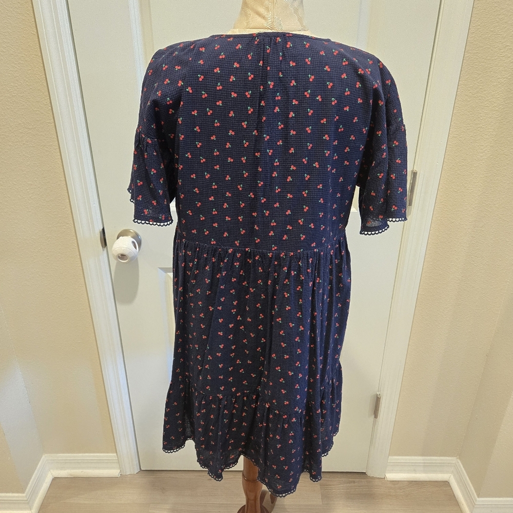 dRA Los Angeles Cherry Print Navy Dress, Size Large, Anthropologie - Picture 6 of 8